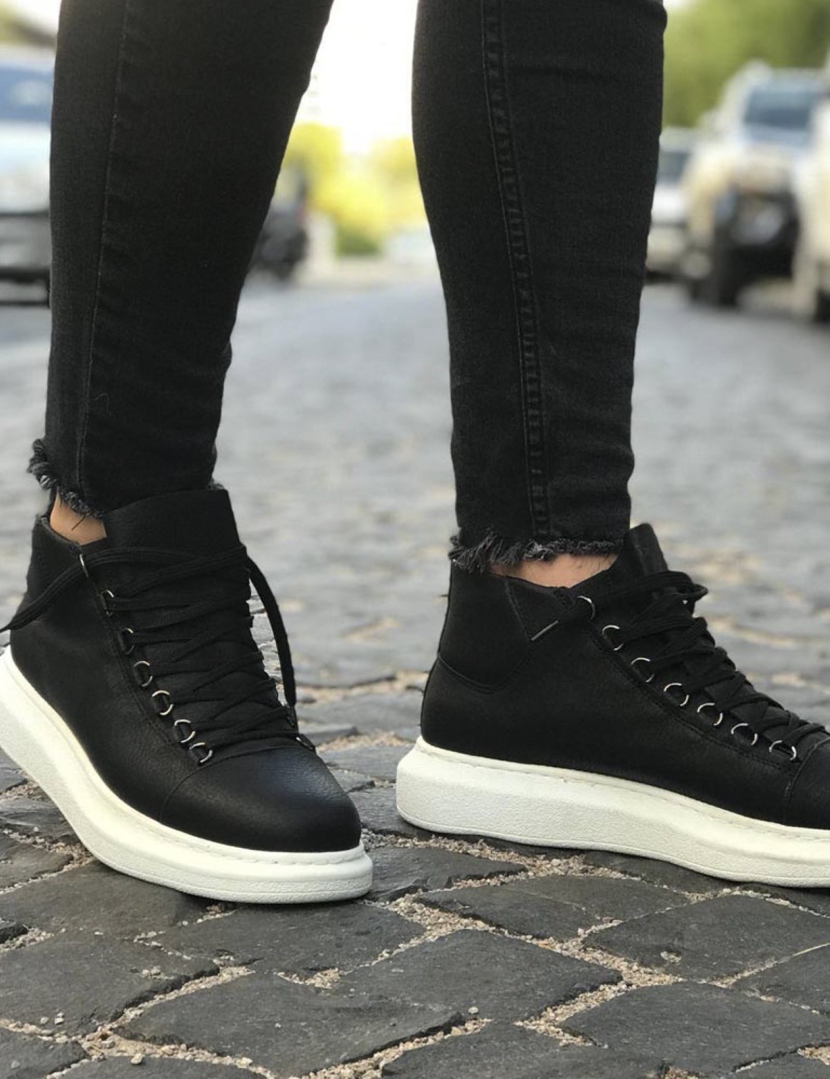 Ανδρικά ασπρόμαυρα μποτάκια δερματίνη χαμηλά CH258 φωτογραφία